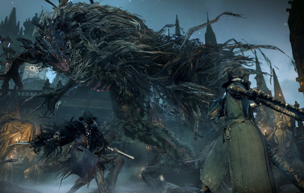 Сражение с монстром в игре Bloodborne