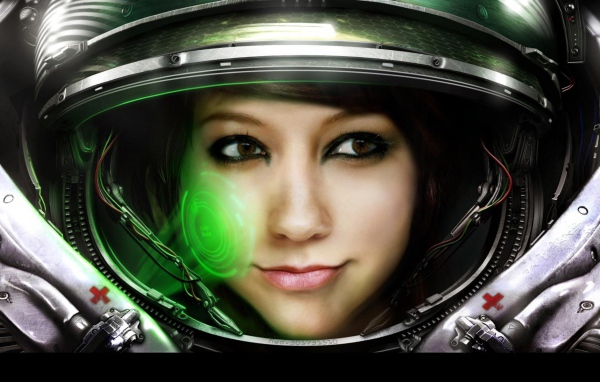 Девушка в скафандре, игра Starcraft II