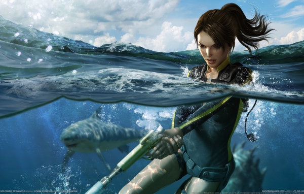 Девушка в воде, игра Tomb Raider