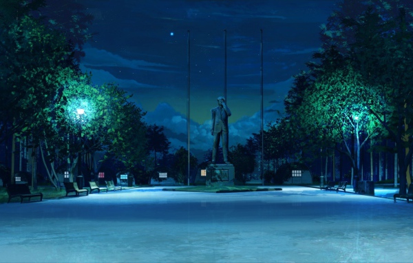 Городская площадь в игре Бесконечное лето