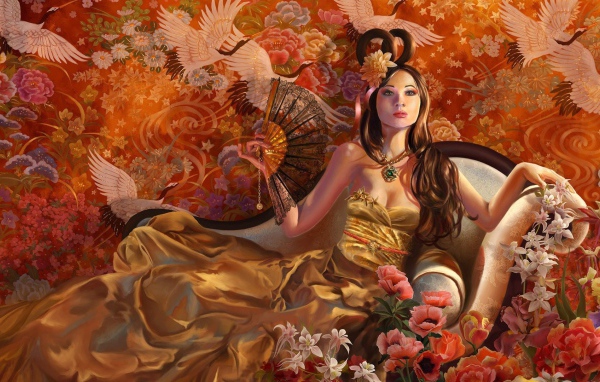 Восточная девушка с веером