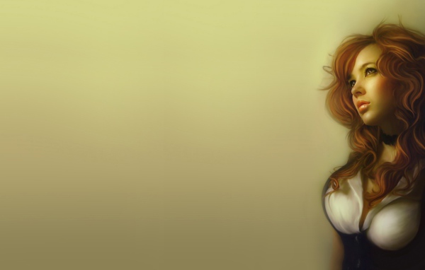 Рыжеволосая девушка на картине