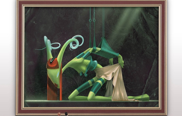 Милая пара смотрит на картину