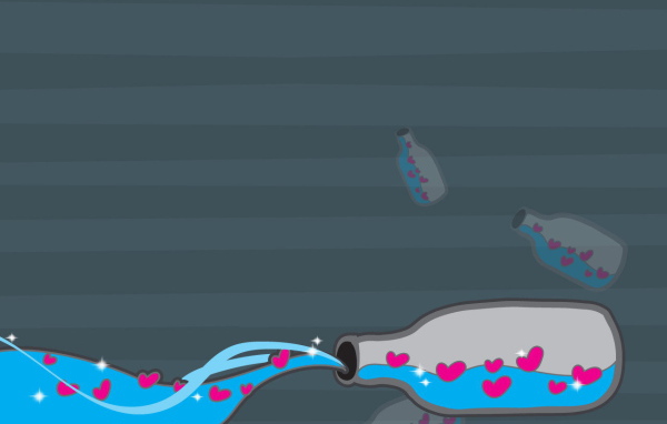 Сердечки в бутылке