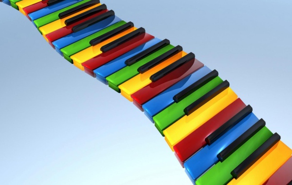 Радужная изогнутая клавиатура пианино