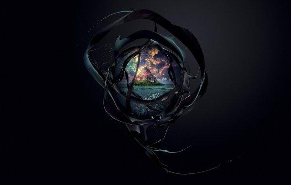 Остров на черном фоне