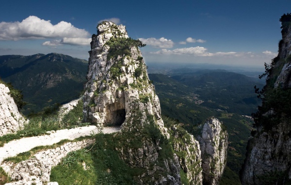 Меловые скалы поросли зеленью