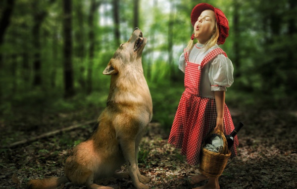 Девочка Красная шапочка и волк