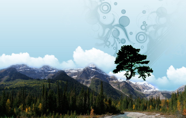 Фотошоп на горном пейзаже