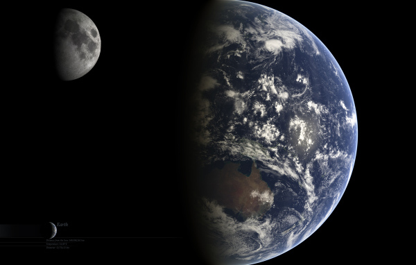 Земля и Луна в космосе