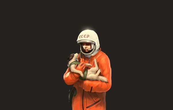 Лайка на руках у Гагарина