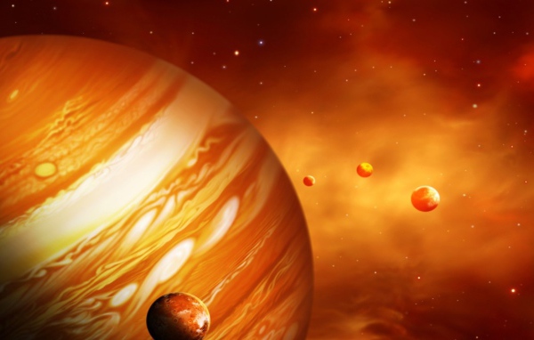 Планета Юпитер со спутниками