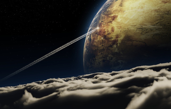 След от космического корабля