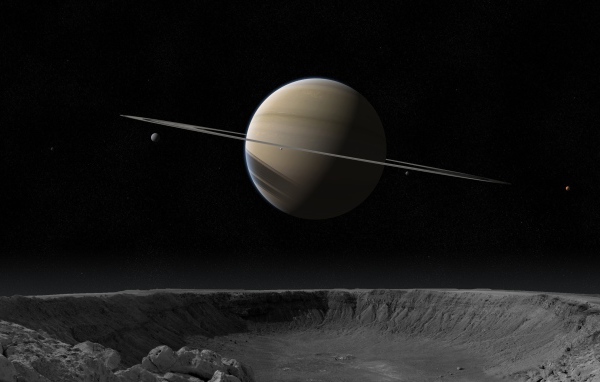 Вид на Сатурн с его спутника