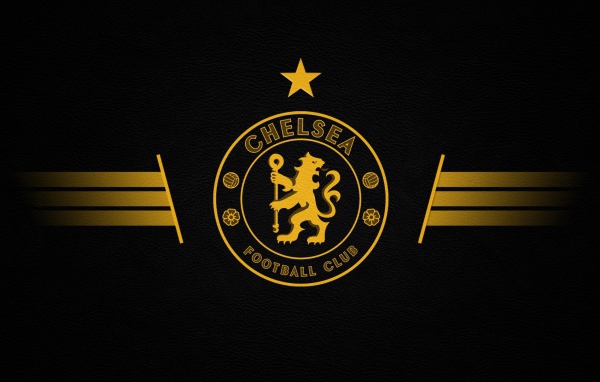 Футбольный клуб Челси, логотип  золотой на сером