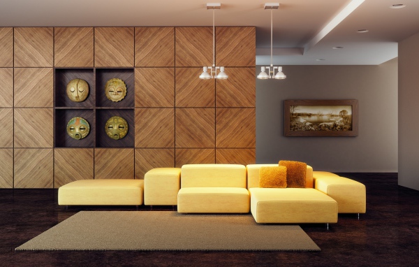 Составной желтый диван