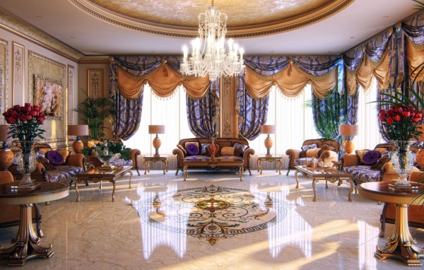 Интерьер гостиной в богатом доме