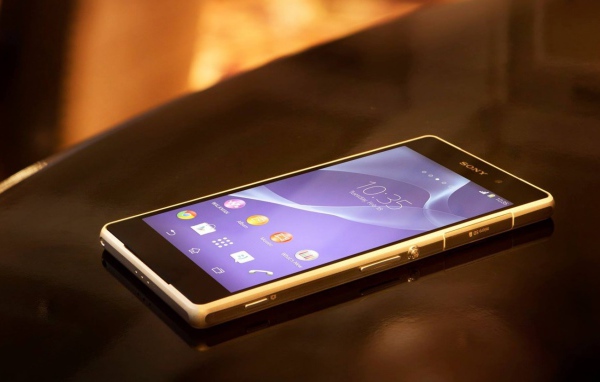 Sony-branded smartphone on the table