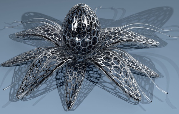 Цветок из металла, 3-Д графика