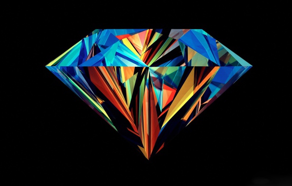 Бриллиант на черном фоне, 3-Д графика
