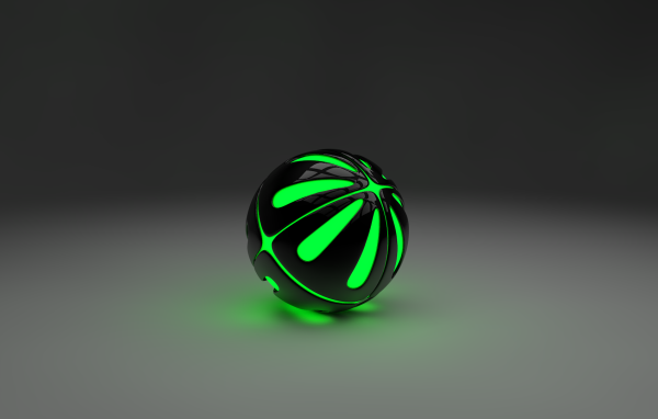 Зеленый шар на сером фоне, 3-Д графика