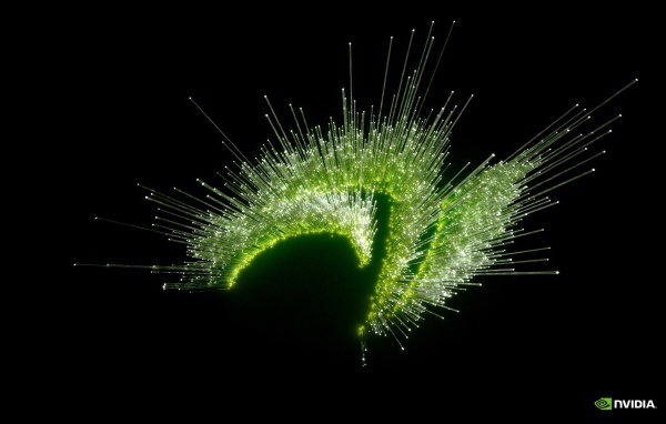 Зеленые огни оптического волокна