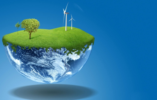 Газон и ветряки на половине планеты, 3-Д графика