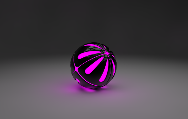 Сиреневый шар на сером фоне, 3-Д графика