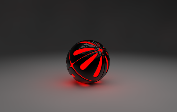 Красный шар на сером фоне, 3-Д графика