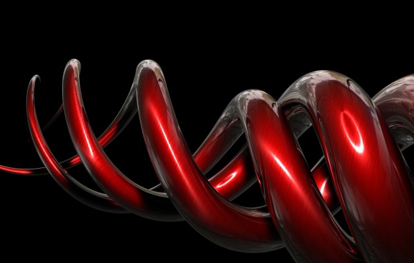 Красная спираль на черном фоне, 3-Д графика