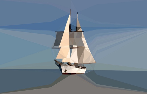 Корабль в океане, 3-Д графика