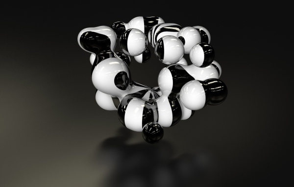 Конструкция из черно-белых шаров, 3Д модель