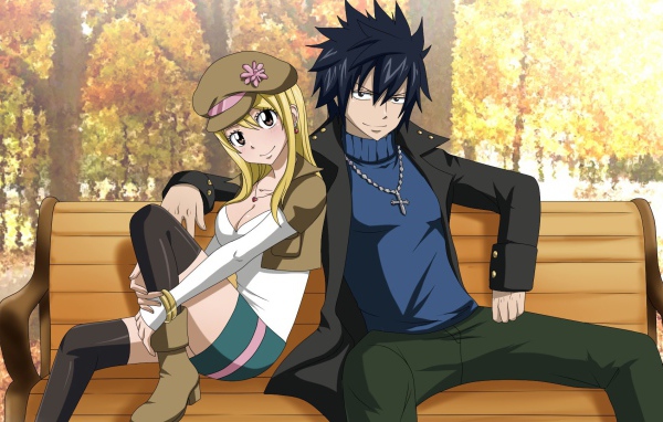 Парень и девушка в аниме Сказка о хвосте феи