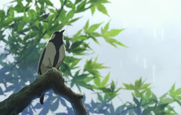 Птица в аниме Сад изящных слов