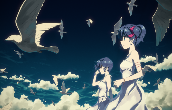 Персонажи аниме DJ Max среди птиц