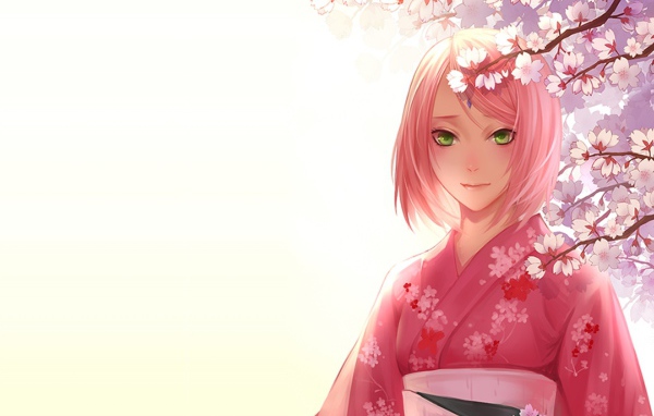 Девушка аниме Сакура Харуно