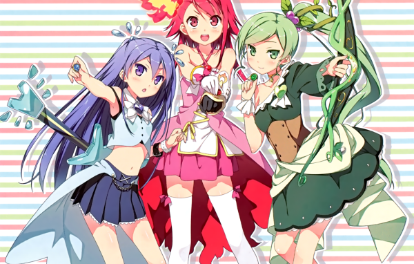 Аниме девушки в одежде разного цвета