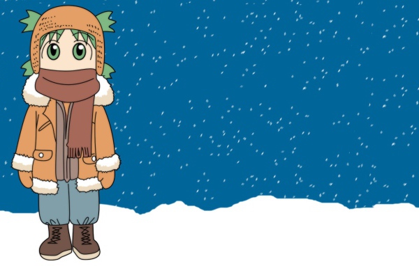 Аниме девочка Ёцуба в зимней одежде