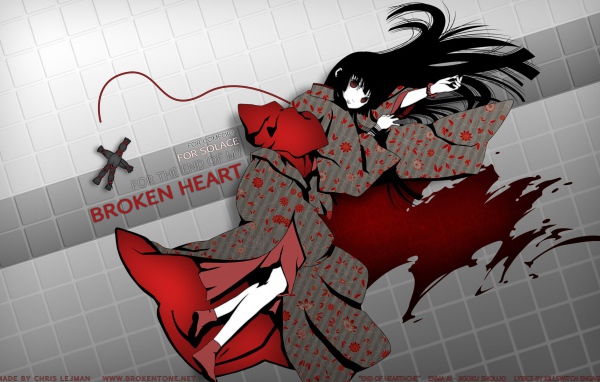 Аниме девушка лежит в луже крови