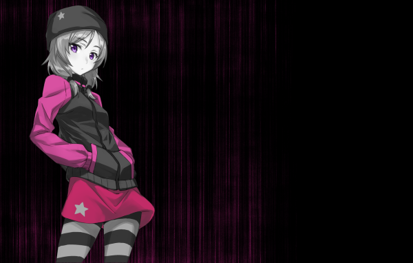 Девушка аниме на розово черном фоне