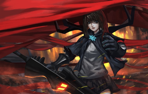 Девушка аниме под красной накидкой, Pixiv Fantasia