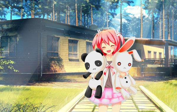 Девушка аниме ArseniXC с игрушками