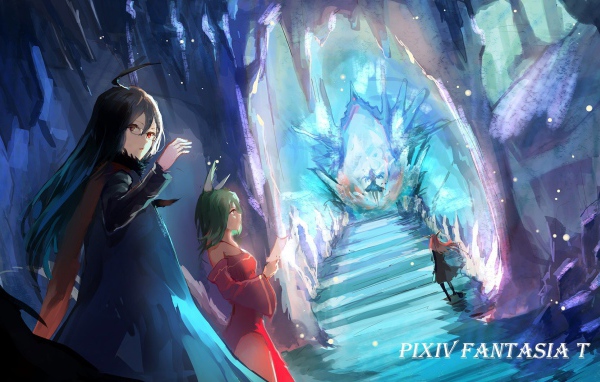 Голубой фентези мир аниме Pixiv Fantasia