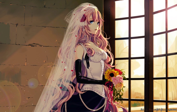 Невеста в аниме смотрит в окно