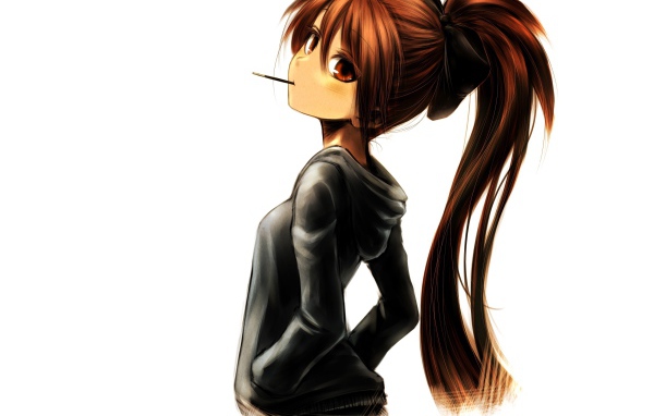 Сигарета во рту девушки из аниме Девочка-волшебница Мадока