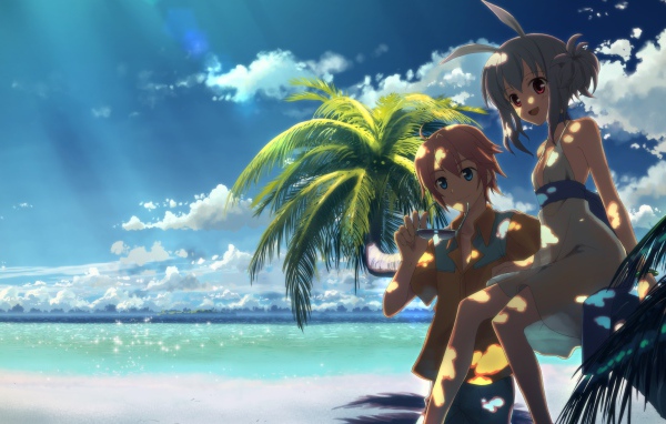 Пара на пляже в аниме DJ Max