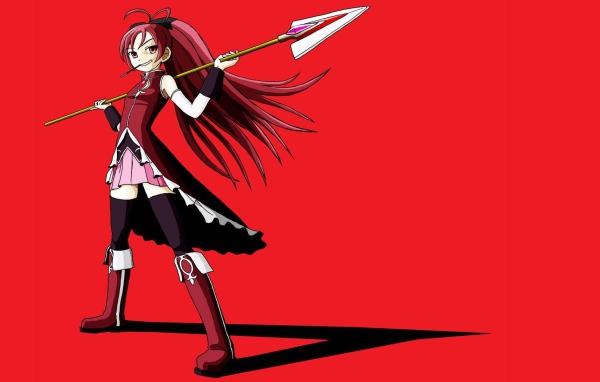 Девушка с копьем на красном фоне, Девочка-волшебница Мадока