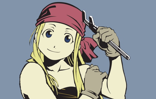 Девушка с гаечным ключом, аниме Full Metal Alchemist