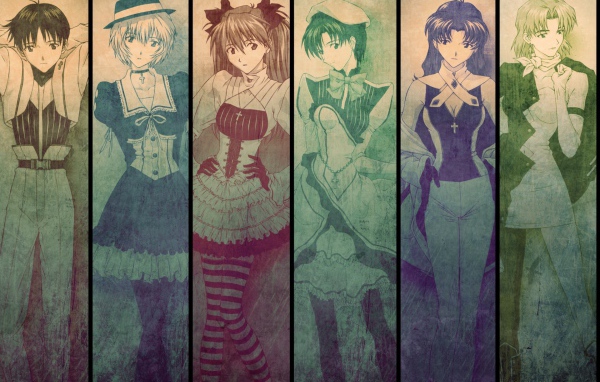 Изображение девушек из аниме Neon Genesis Evangelion