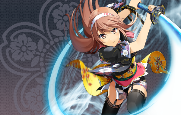 Световой меч в руке девушки аниме Onigirl